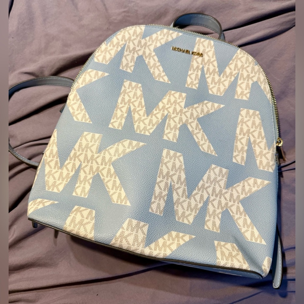 Michael Kors Light Blue and Cream Backpack
